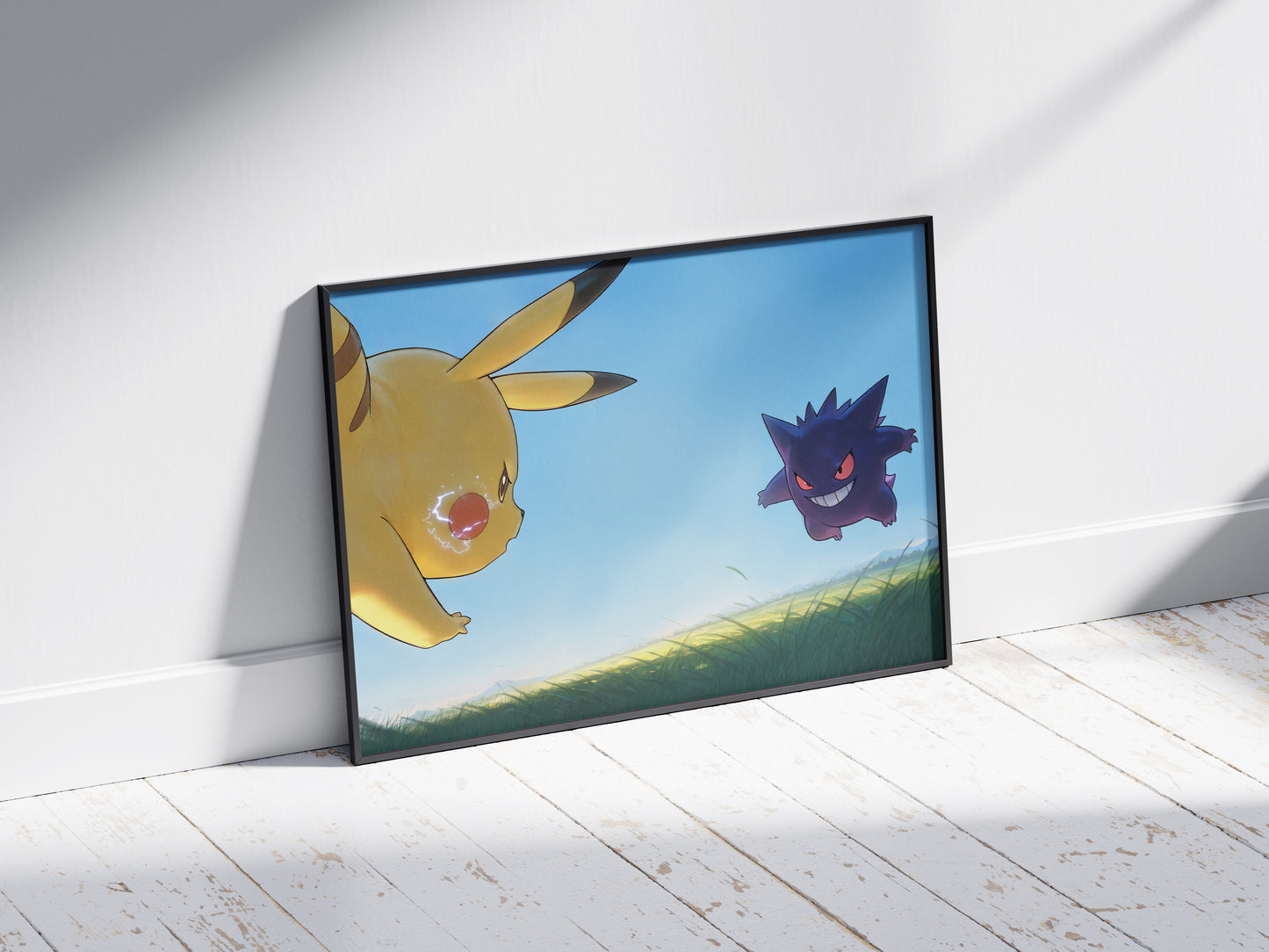 Pikachu vs Gengar Pokemon Art Print Poster
