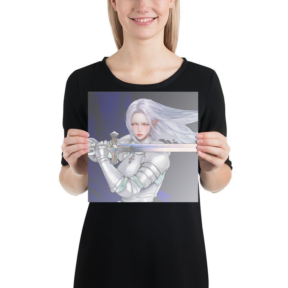 Silver Knight Original Art Print Poster