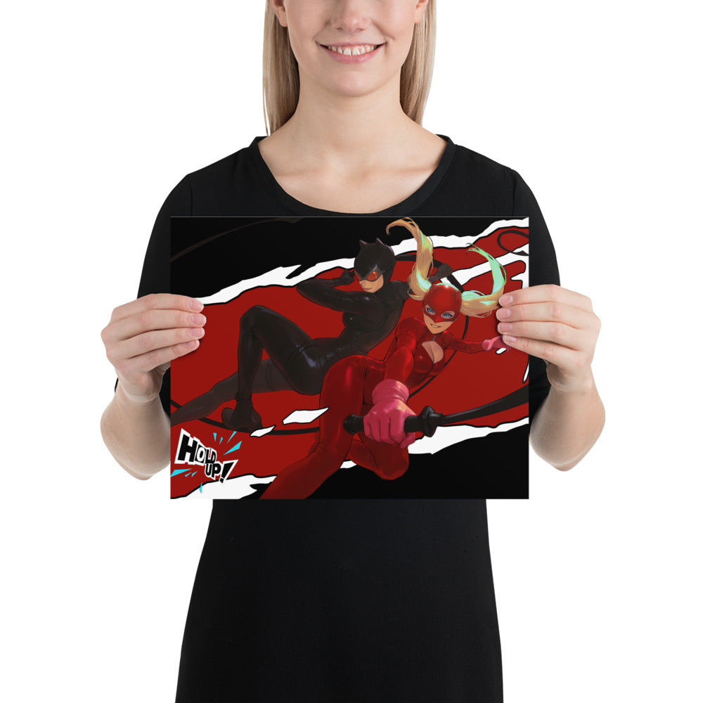 Catwoman And Panther DC Persona 5 Anime Video Game Art Print Poster