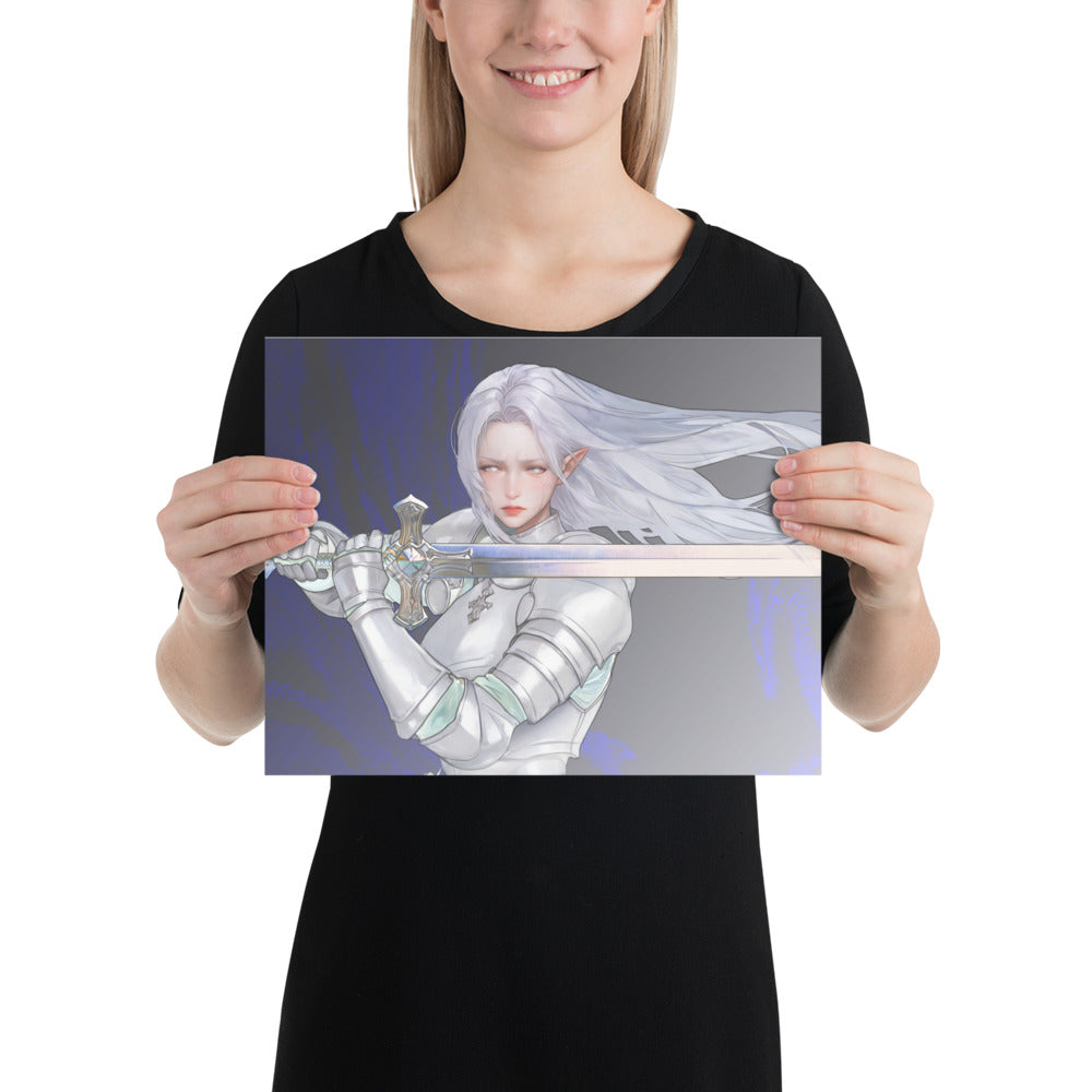 Silver Knight Original Art Print Poster