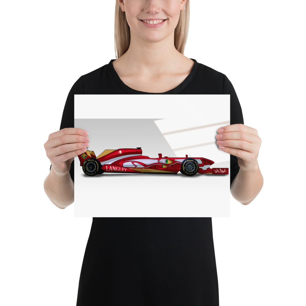 F1 Inspired Asuka Langley Unit 02 Evangelion Art Print Poster