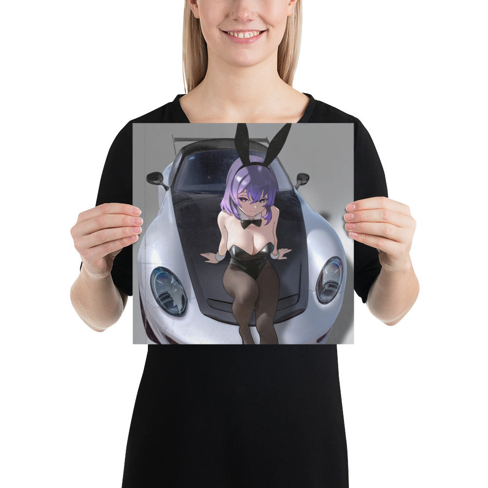 Bunny Girl Porsche Art Print Poster