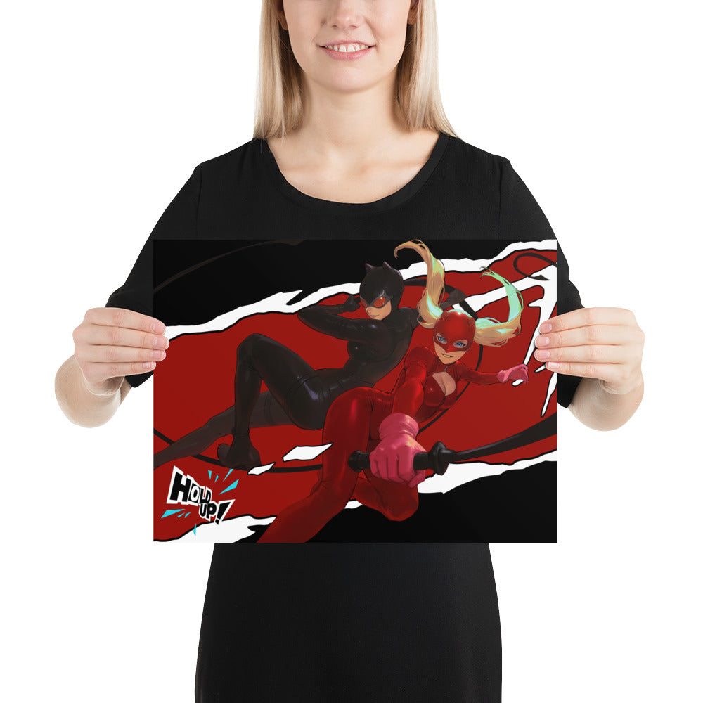 Catwoman And Panther DC Persona 5 Anime Video Game Art Print Poster