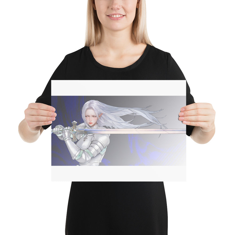 Silver Knight Original Art Print Poster