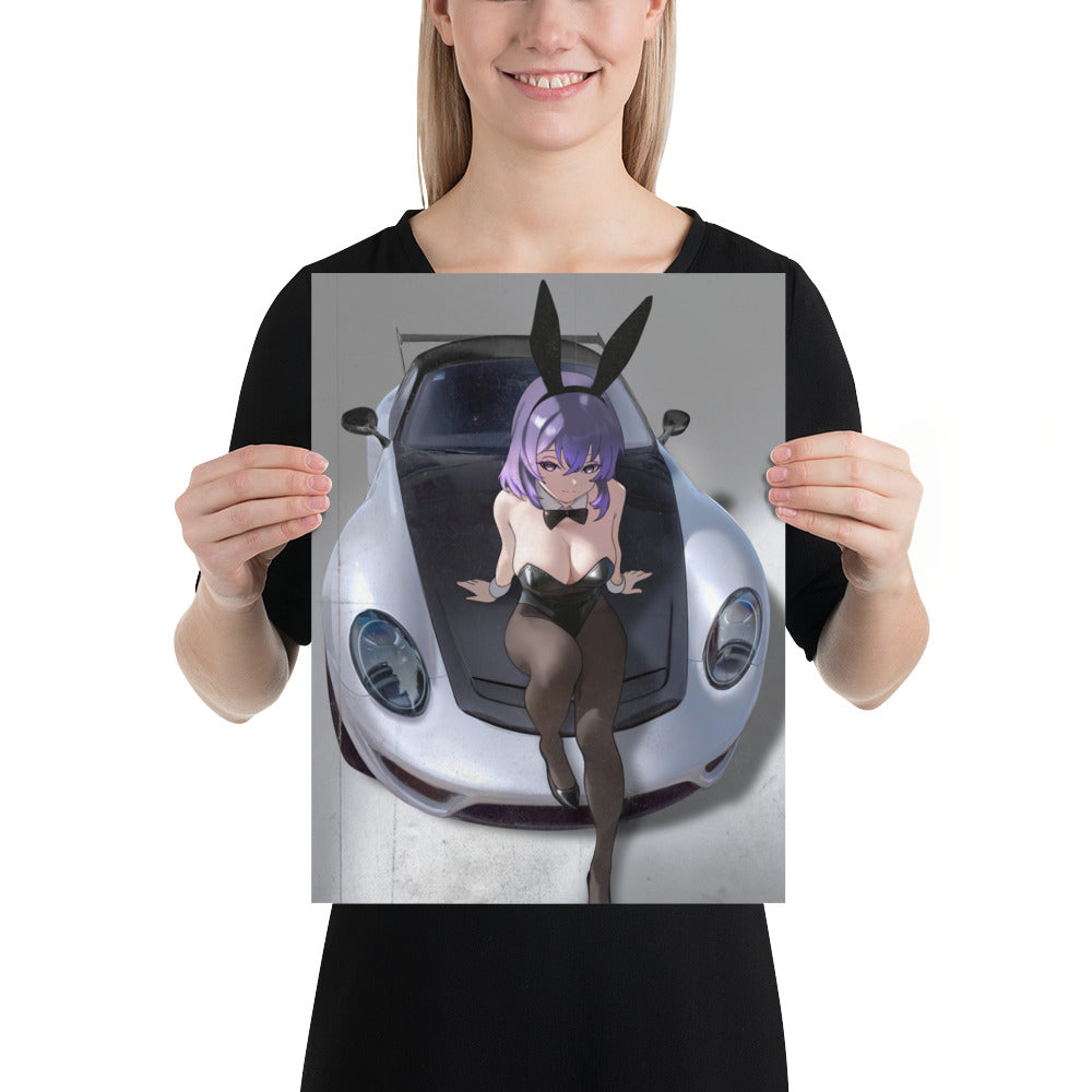 Bunny Girl Porsche Art Print Poster