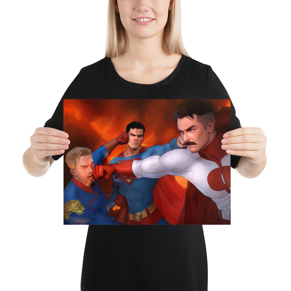 Superman VS Evil Clones Art Print Poster
