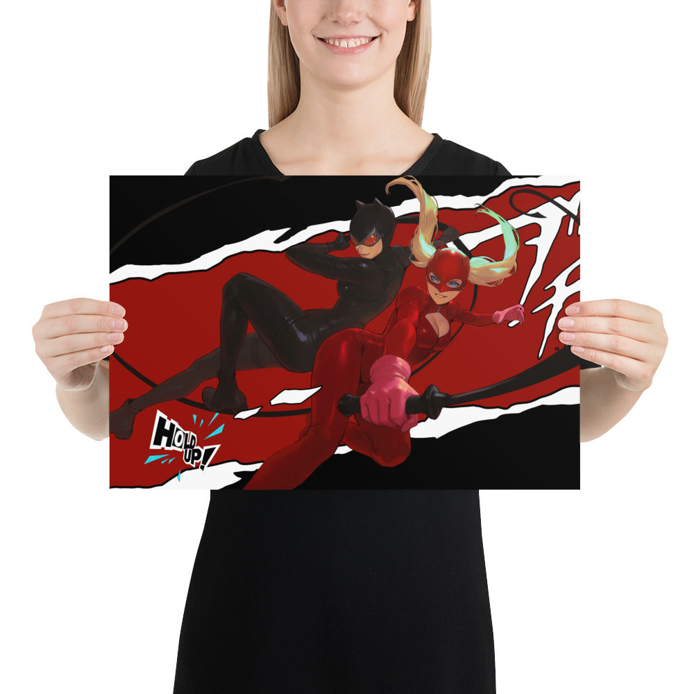 Catwoman And Panther DC Persona 5 Anime Video Game Art Print Poster
