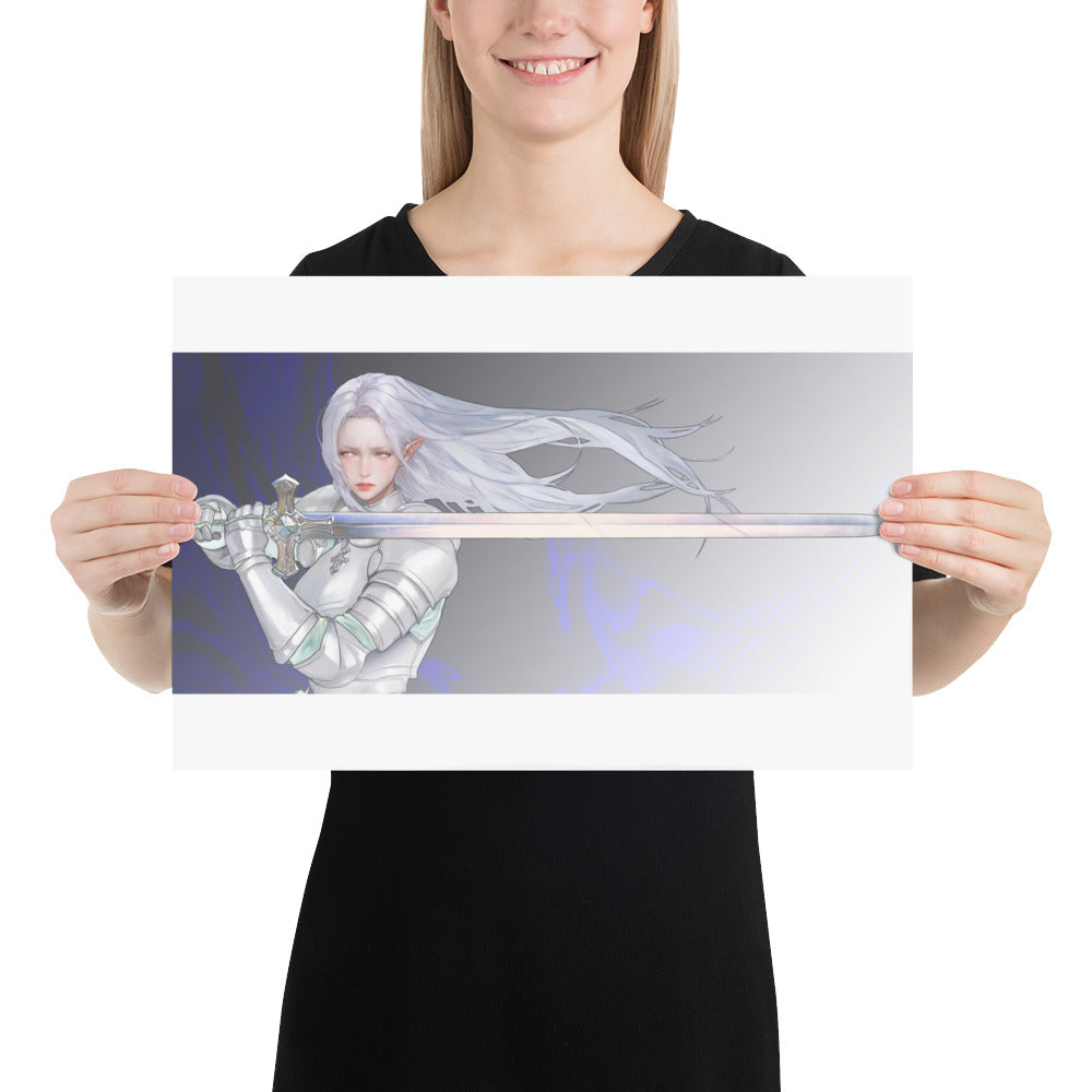 Silver Knight Original Art Print Poster