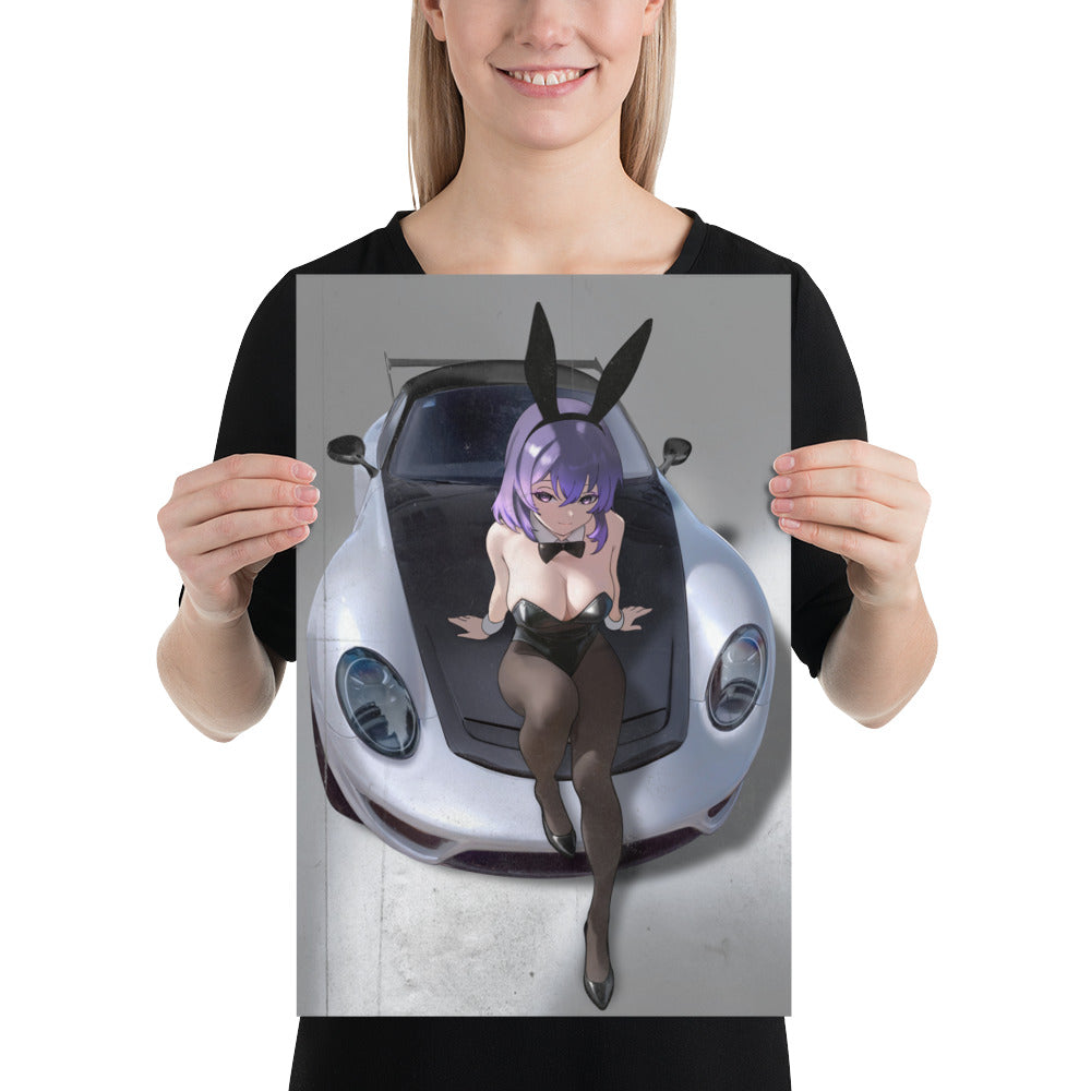 Bunny Girl Porsche Art Print Poster