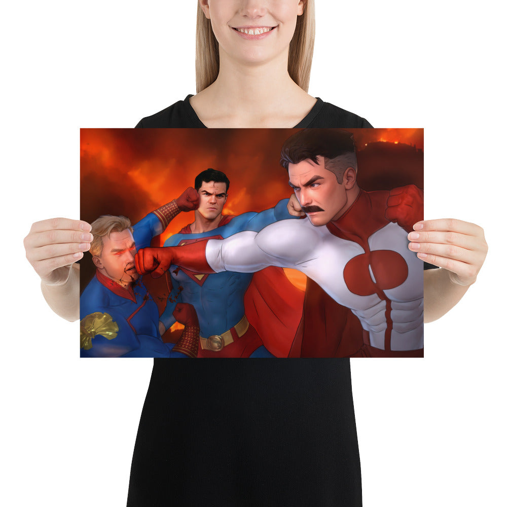 Superman VS Evil Clones Art Print Poster