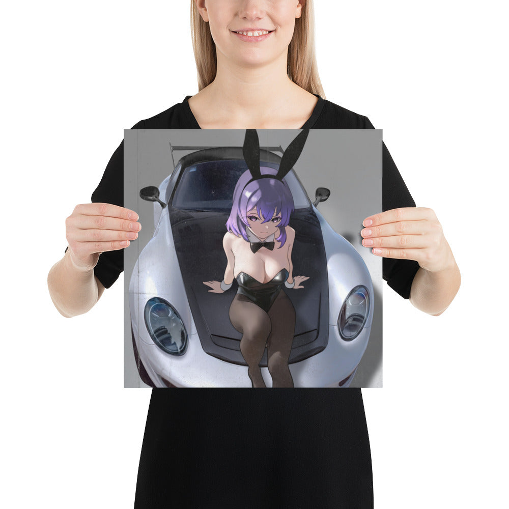 Bunny Girl Porsche Art Print Poster