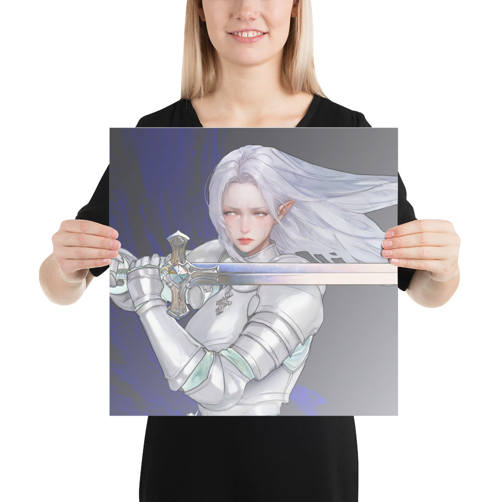 Silver Knight Original Art Print Poster