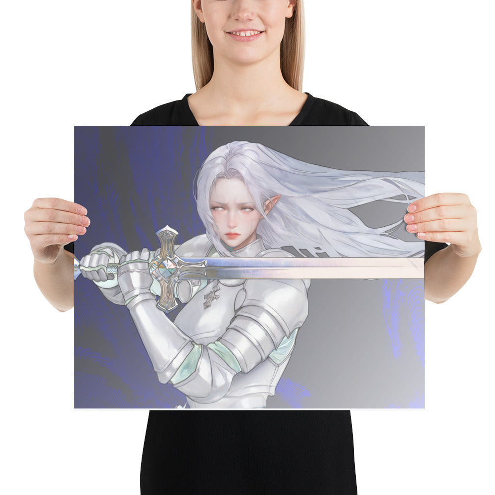 Silver Knight Original Art Print Poster