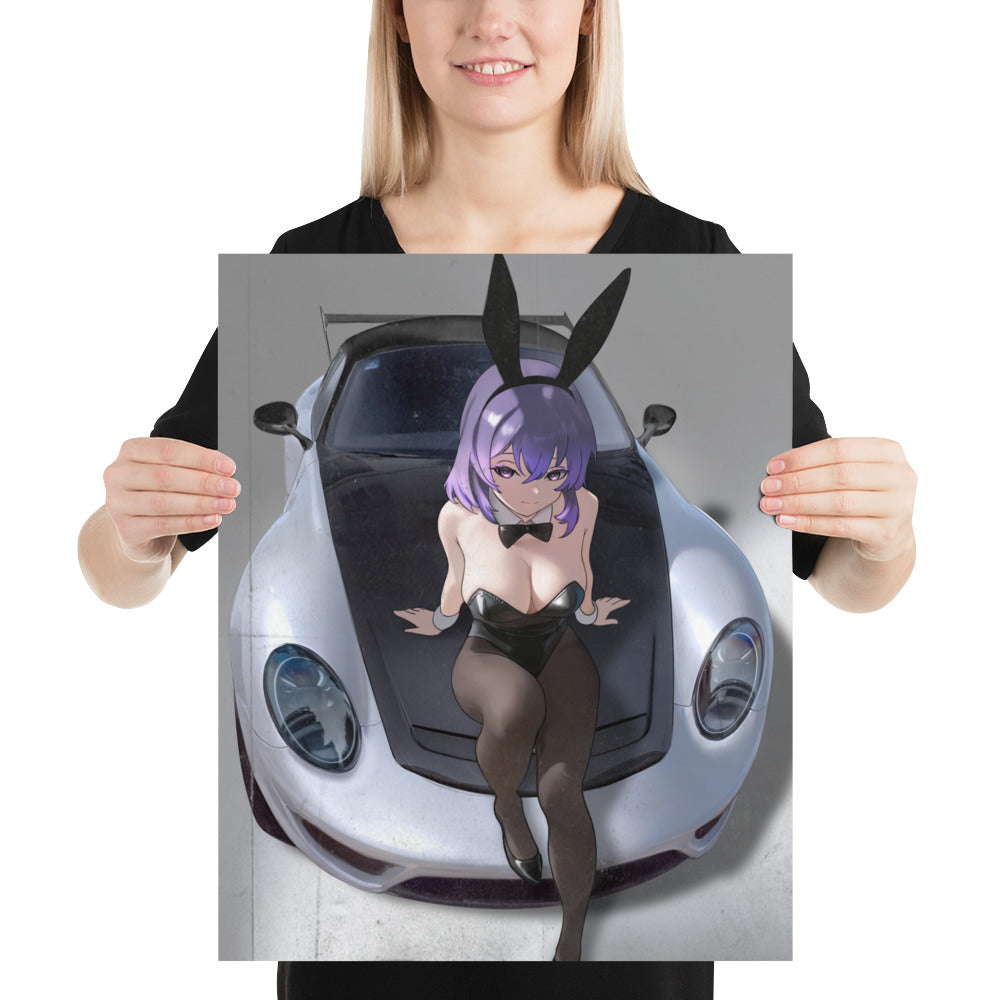 Bunny Girl Porsche Art Print Poster