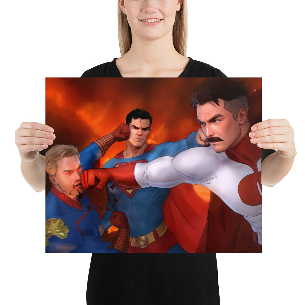 Superman VS Evil Clones Art Print Poster