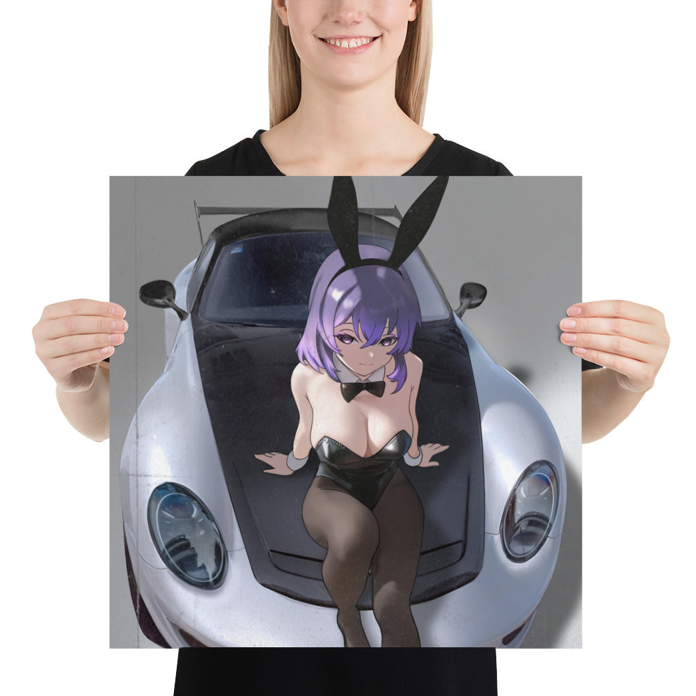 Bunny Girl Porsche Art Print Poster