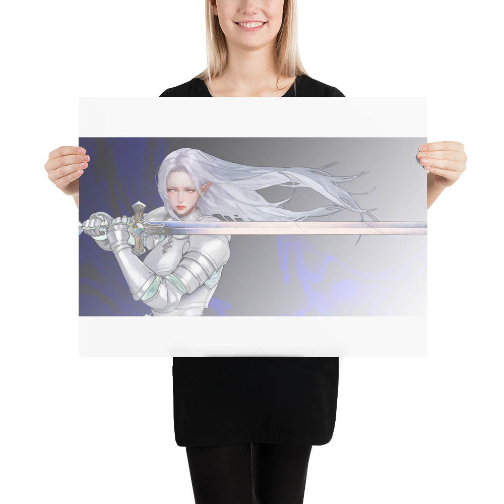 Silver Knight Original Art Print Poster