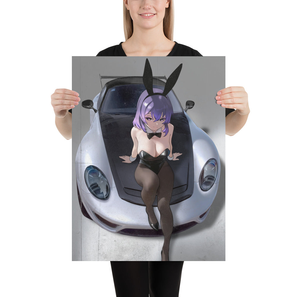 Bunny Girl Porsche Art Print Poster