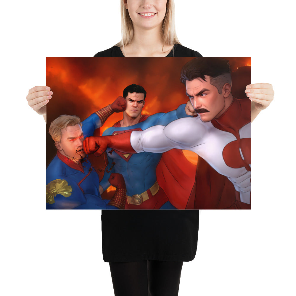 Superman VS Evil Clones Art Print Poster