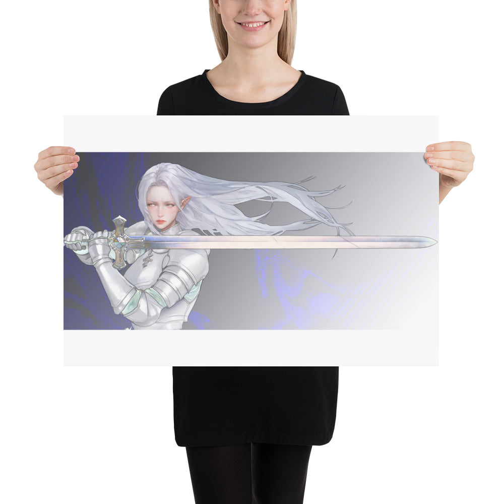 Silver Knight Original Art Print Poster