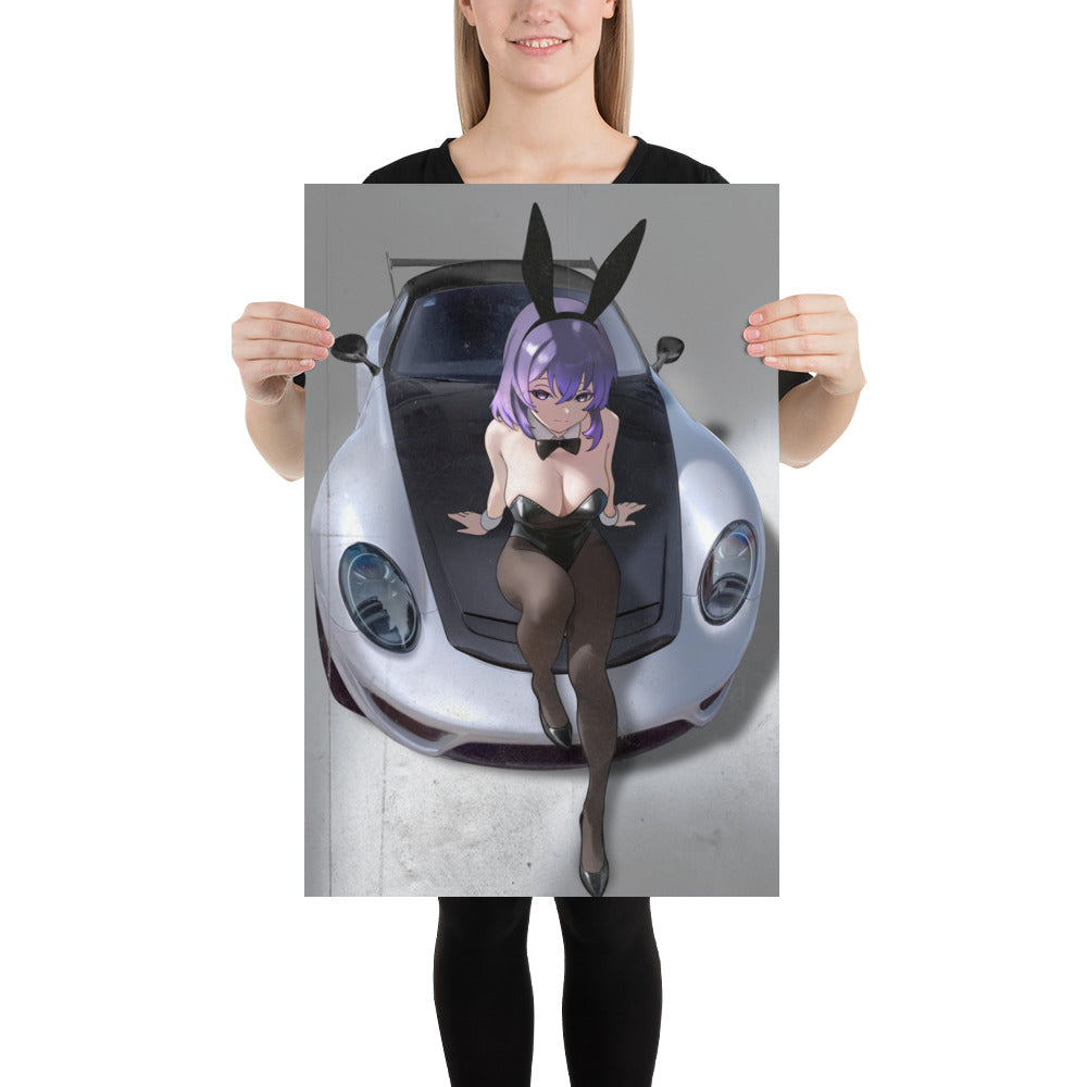Bunny Girl Porsche Art Print Poster