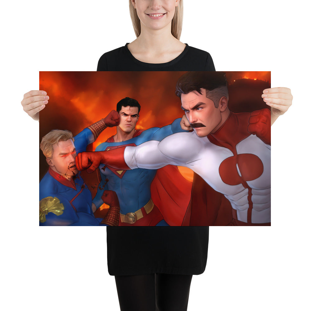 Superman VS Evil Clones Art Print Poster