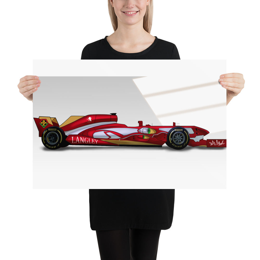 F1 Inspired Asuka Langley Unit 02 Evangelion Art Print Poster