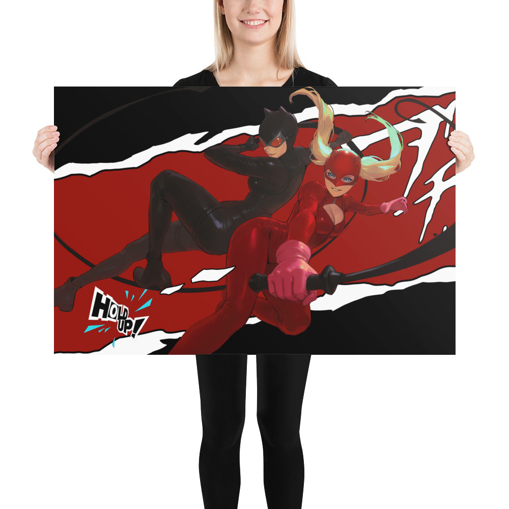 Catwoman And Panther DC Persona 5 Anime Video Game Art Print Poster