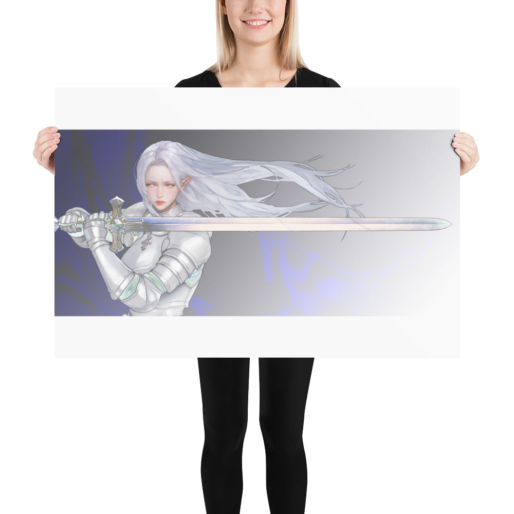 Silver Knight Original Art Print Poster