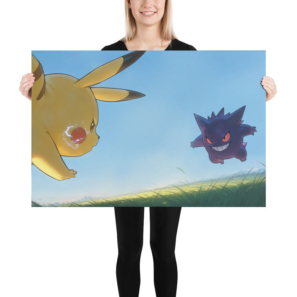 Pikachu vs Gengar Pokemon Art Print Poster