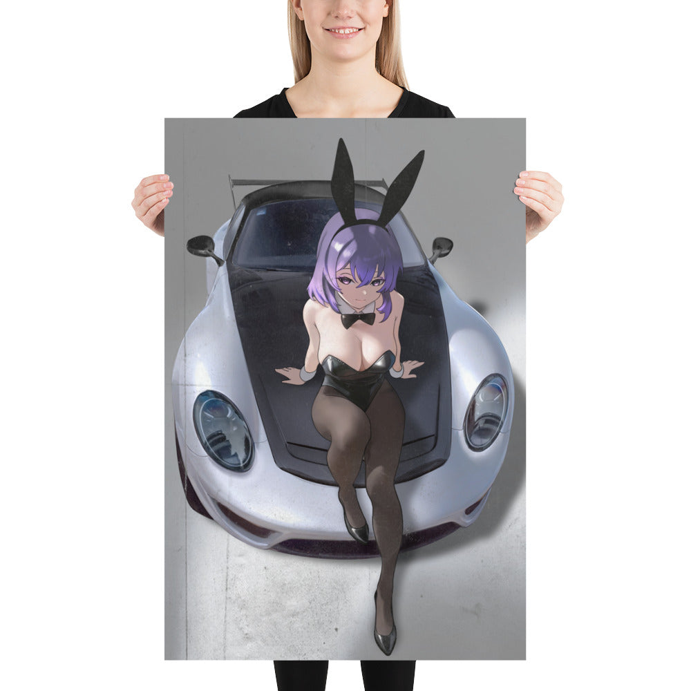 Bunny Girl Porsche Art Print Poster