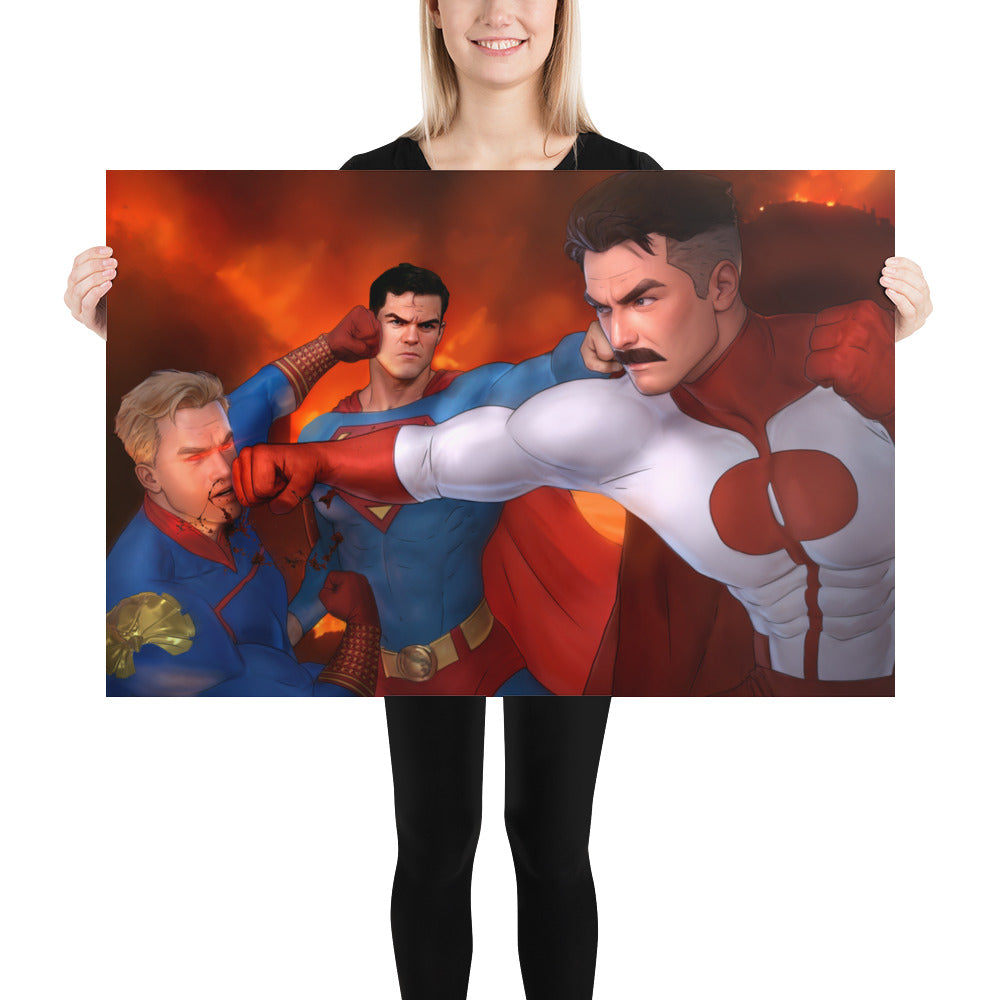 Superman VS Evil Clones Art Print Poster