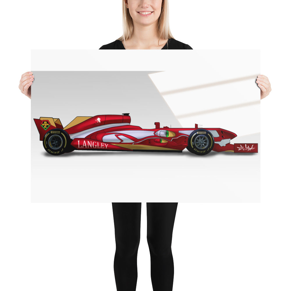 F1 Inspired Asuka Langley Unit 02 Evangelion Art Print Poster