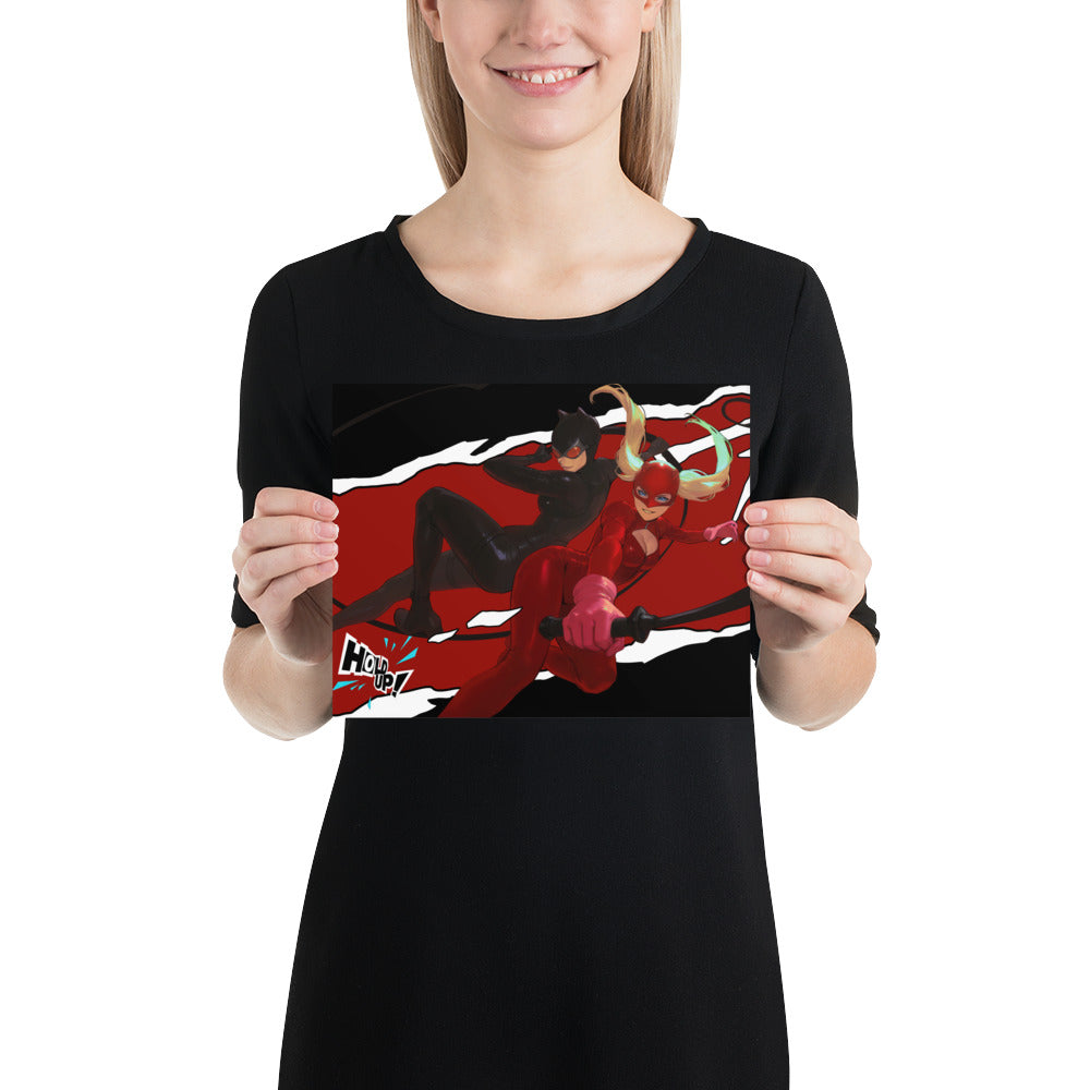 Catwoman And Panther DC Persona 5 Anime Video Game Art Print Poster