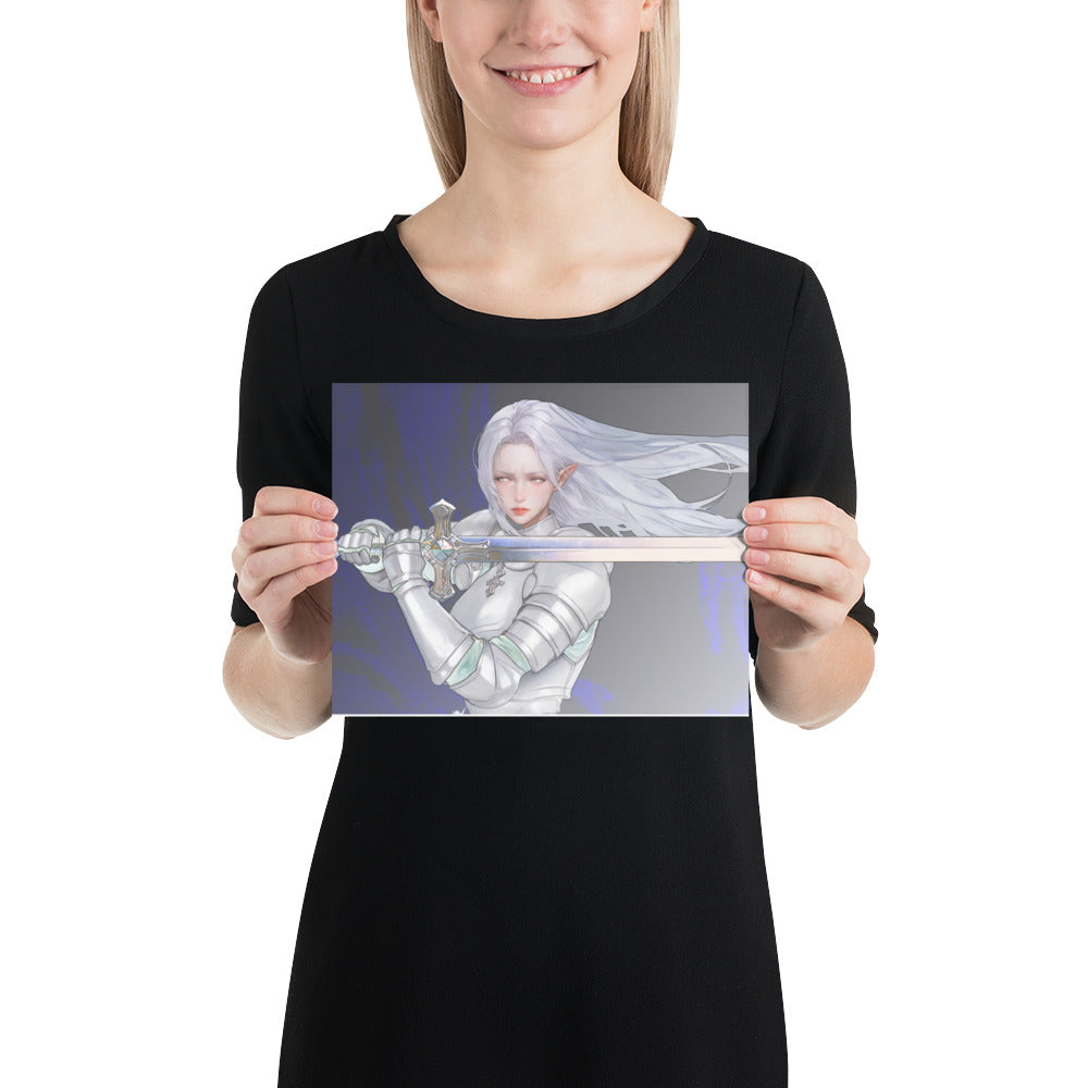 Silver Knight Original Art Print Poster
