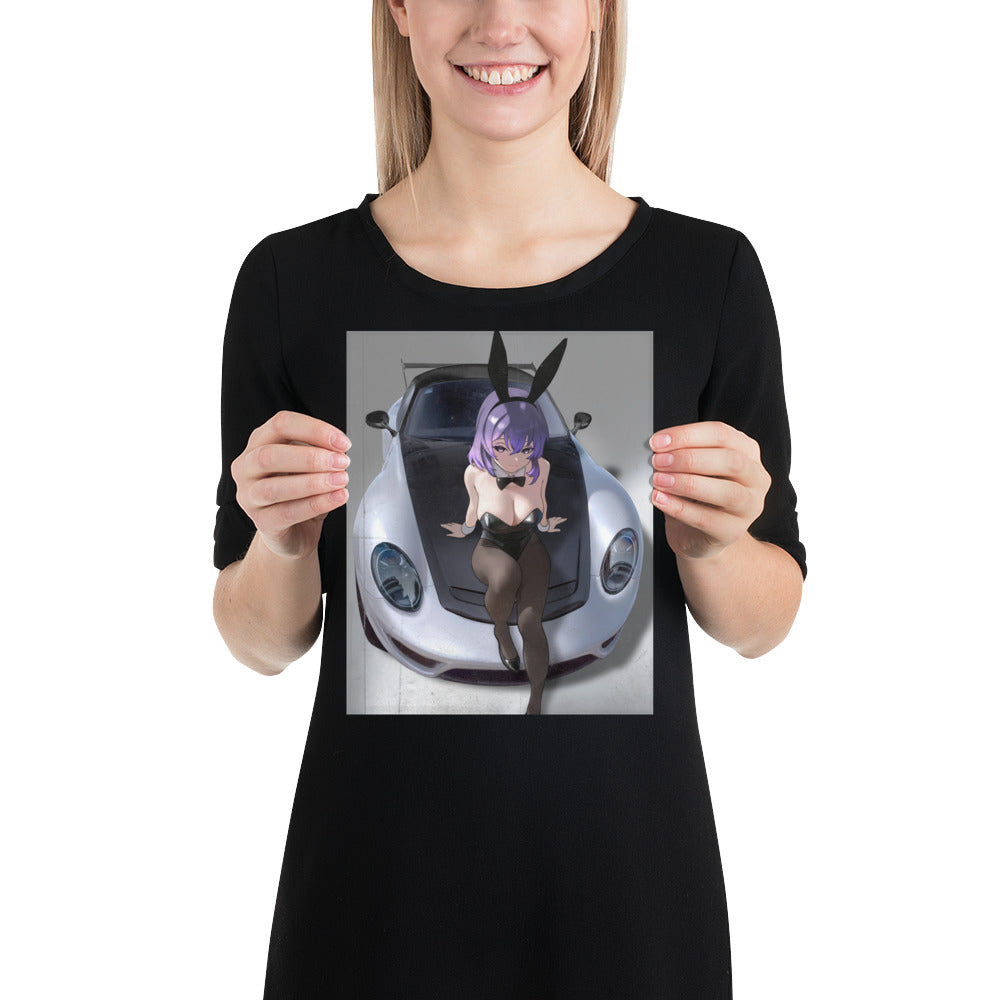Bunny Girl Porsche Art Print Poster