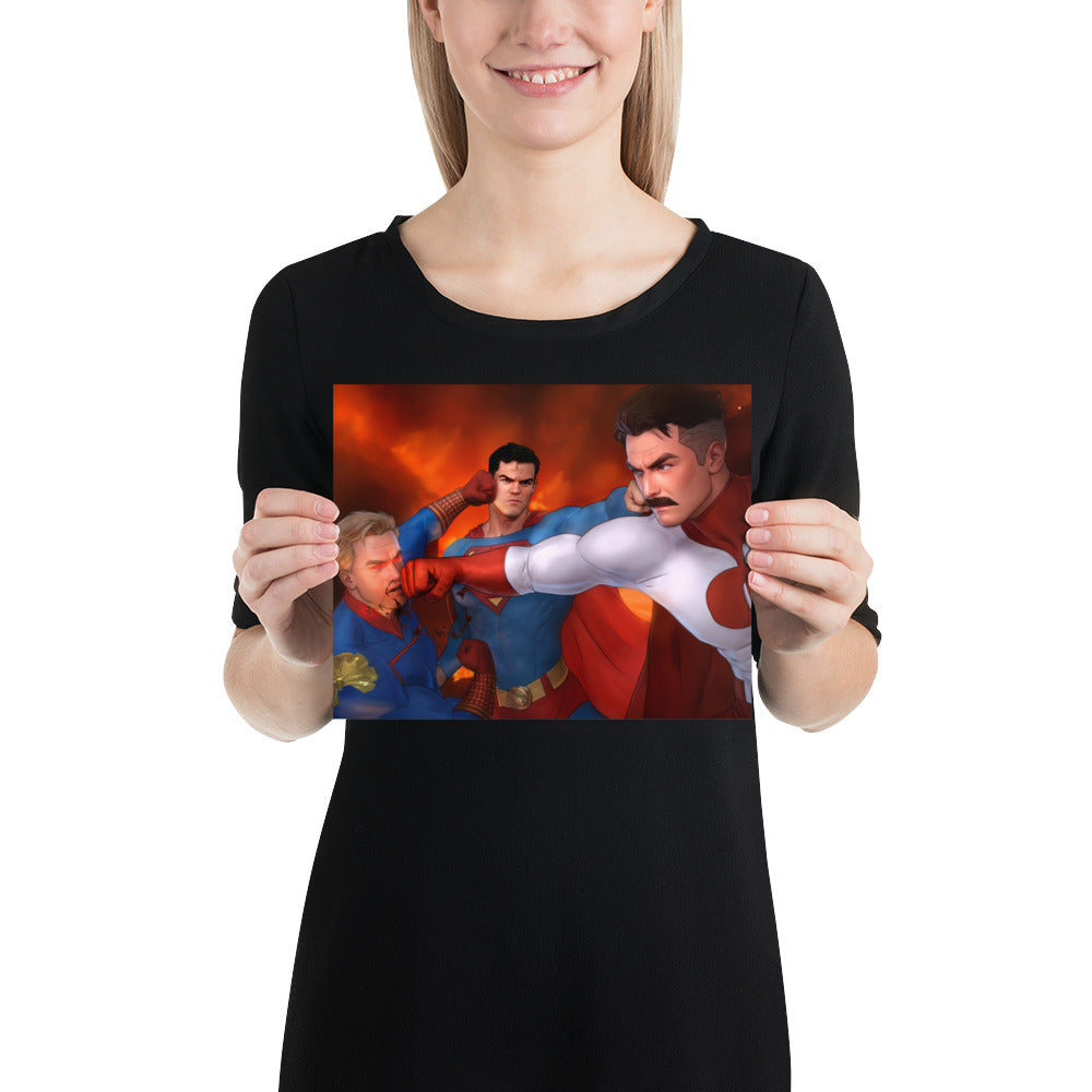 Superman VS Evil Clones Art Print Poster