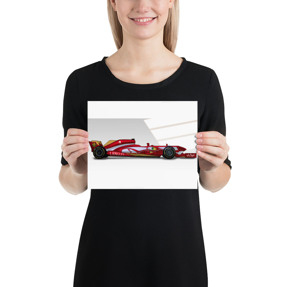 F1 Inspired Asuka Langley Unit 02 Evangelion Art Print Poster