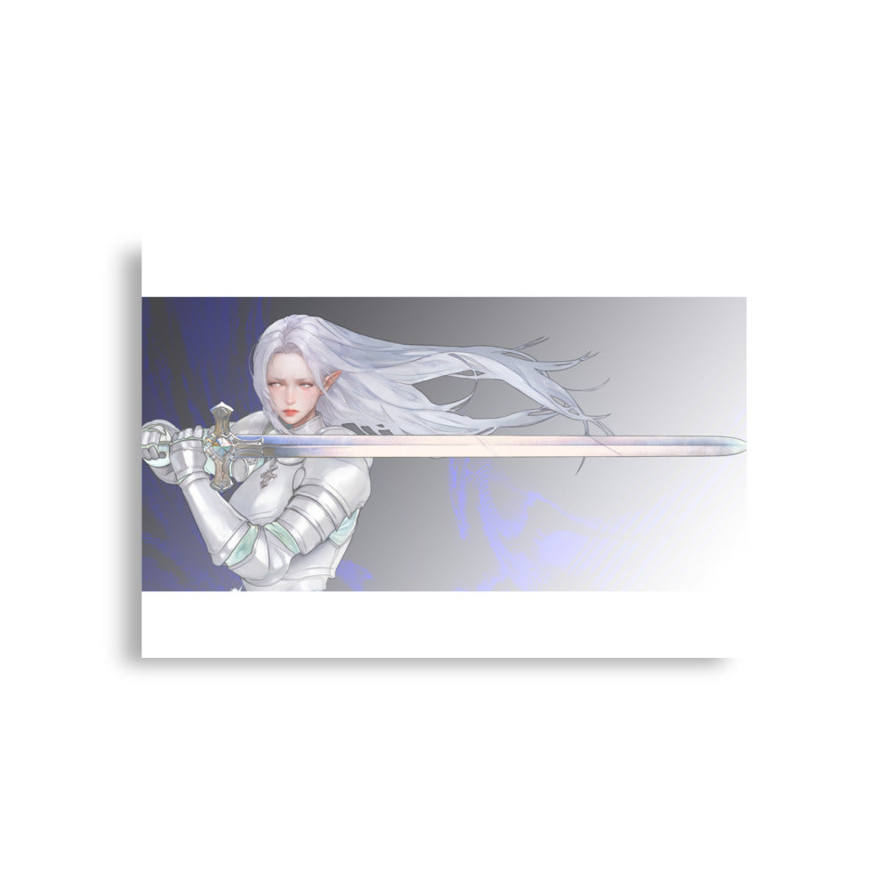 Silver Knight Original Art Print Poster