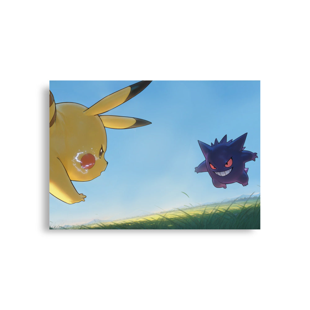 Pikachu vs Gengar Pokemon Art Print Poster
