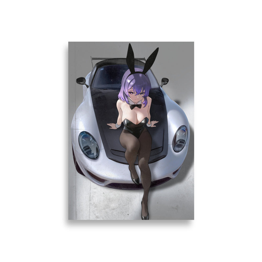 Bunny Girl Porsche Art Print Poster