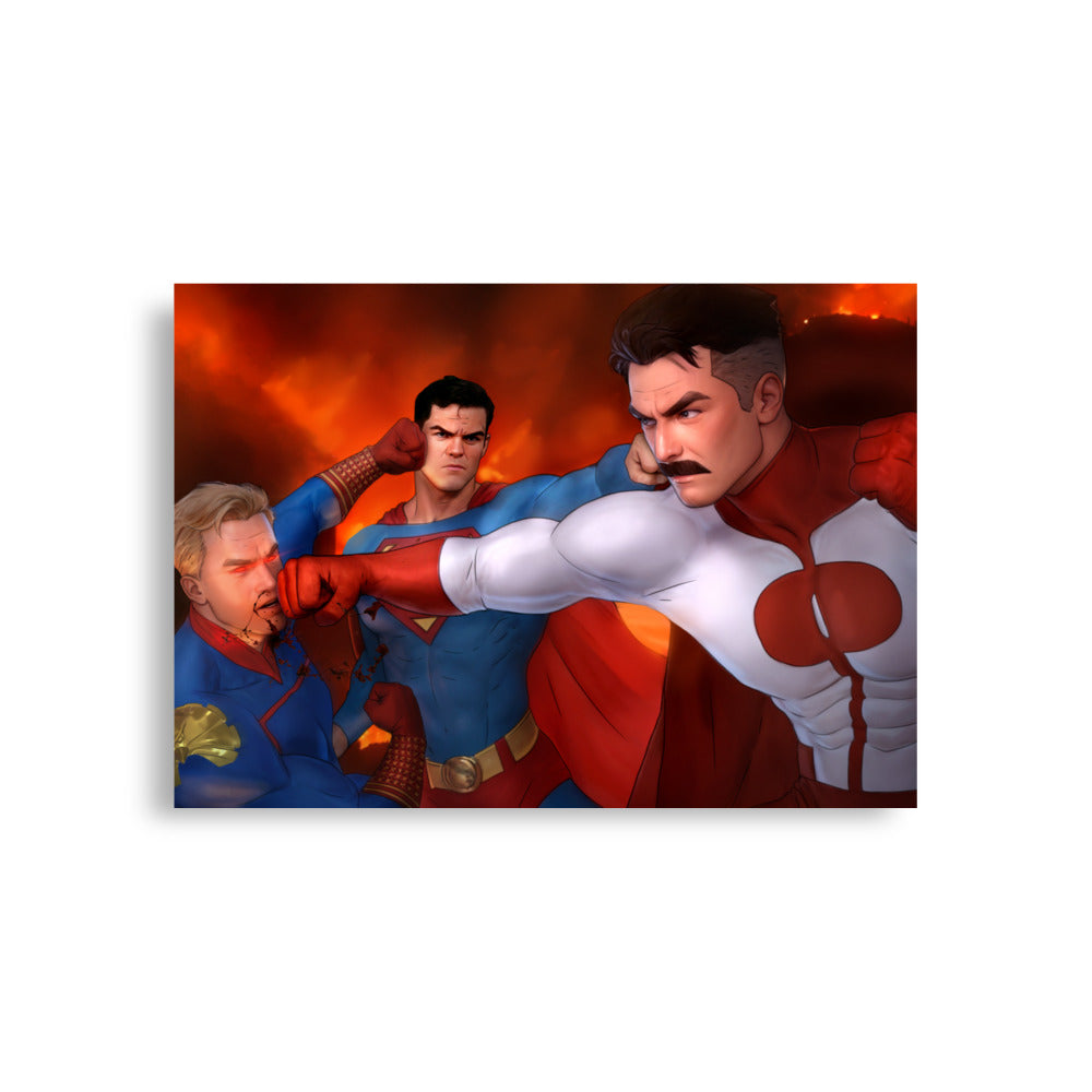 Superman VS Evil Clones Art Print Poster