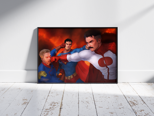 Superman VS Evil Clones Art Print Poster