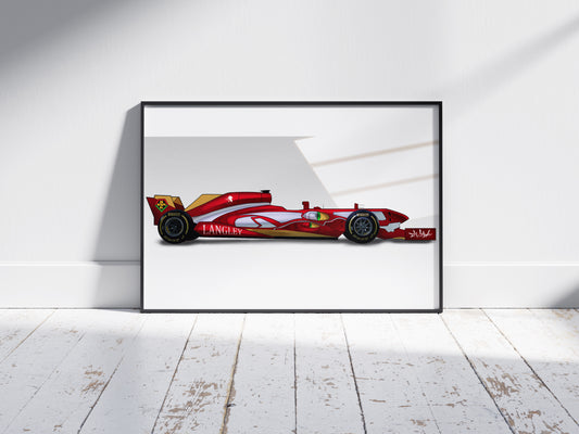 F1 Inspired Asuka Langley Unit 02 Evangelion Art Print Poster