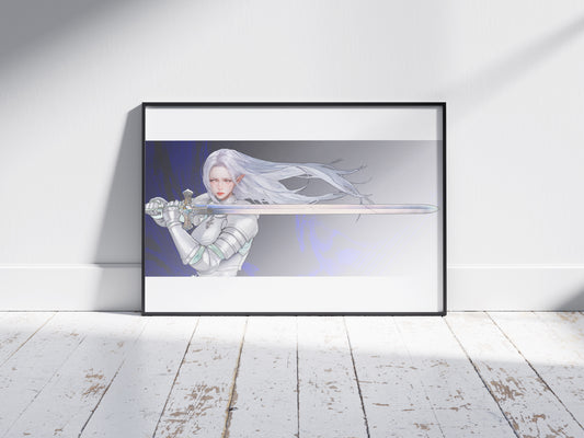Silver Knight Original Art Print Poster