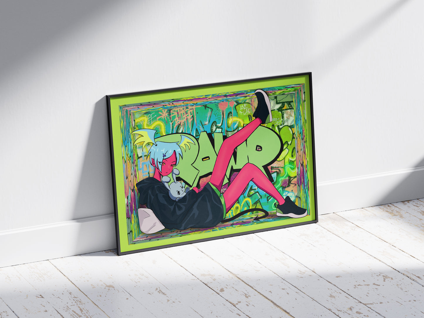 "RAWR" Anime Girl Original Art Print Poster