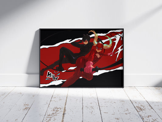 Catwoman And Panther DC Persona 5 Anime Video Game Art Print Poster
