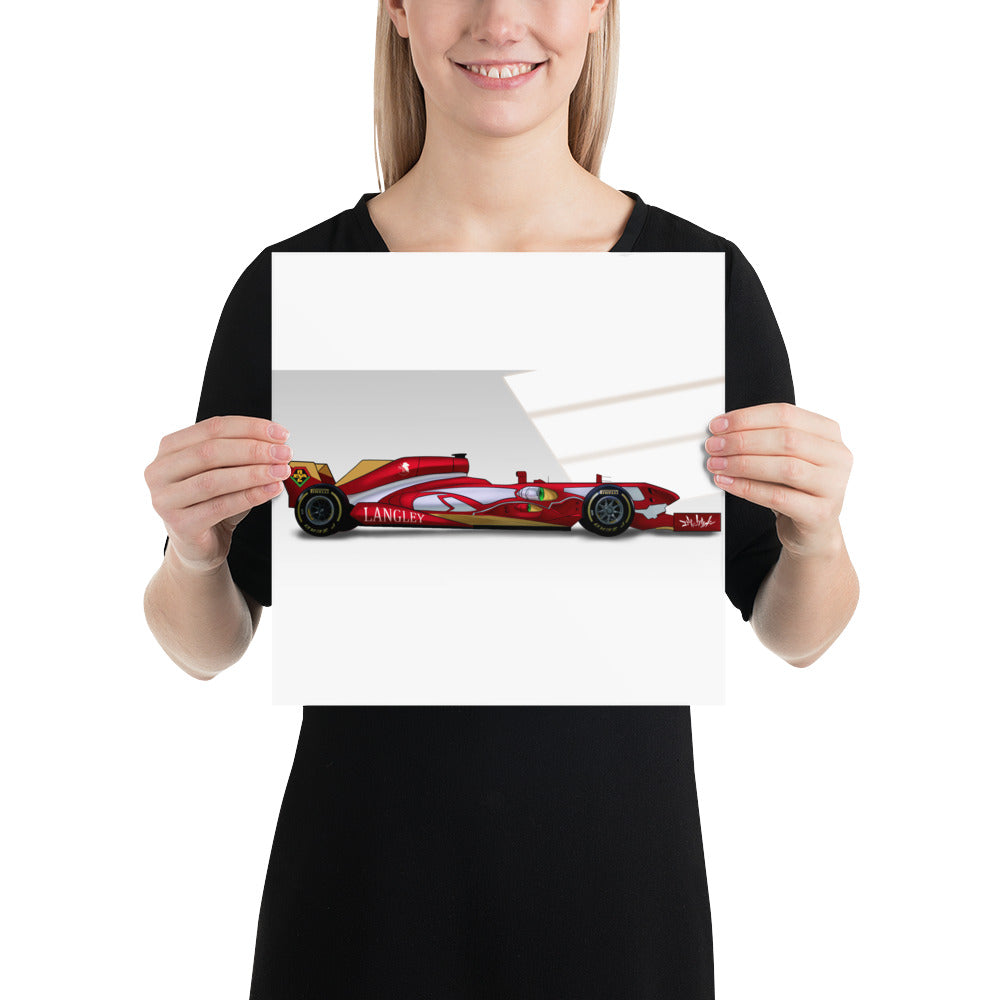 F1 Inspired Asuka Langley Unit 02 Evangelion Art Print Poster