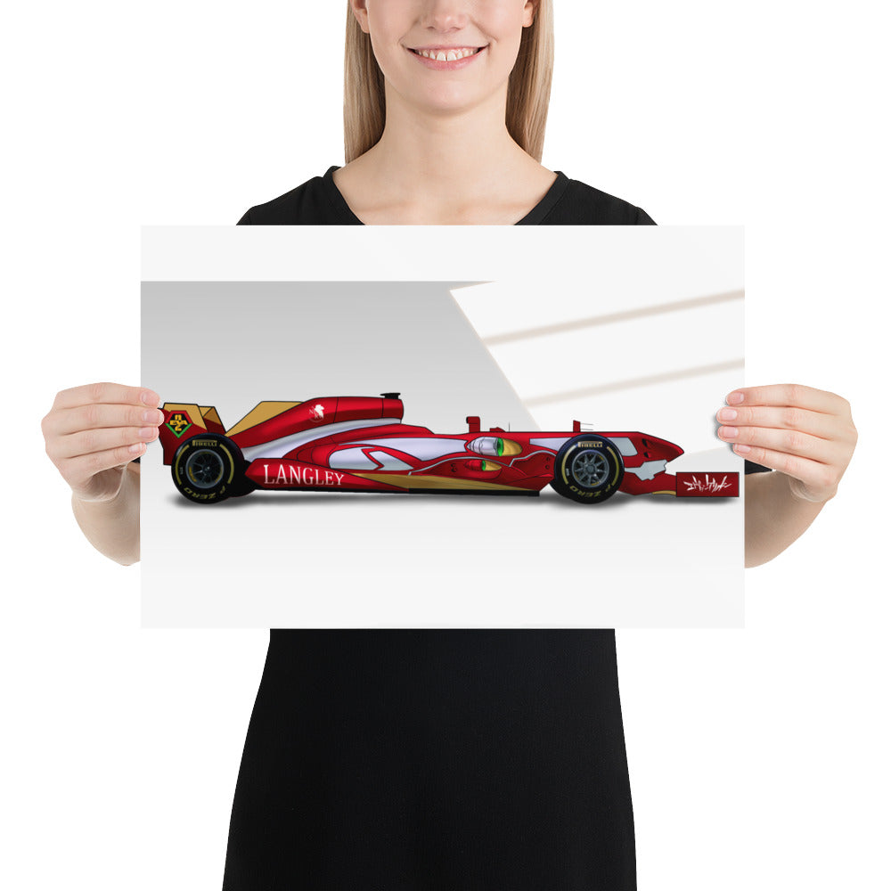 F1 Inspired Asuka Langley Unit 02 Evangelion Art Print Poster