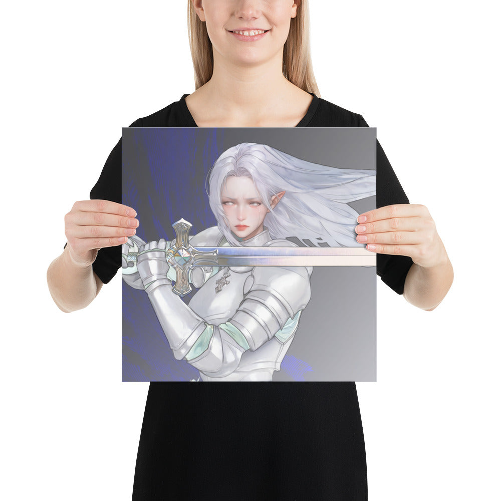 Silver Knight Original Art Print Poster